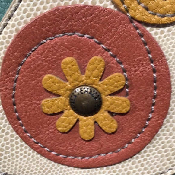 NEW CHALA HANDBAGS Bird Tweet Shoulder Bag, Large Tote, Burnt Orange & Teal - Picture 8 of 15